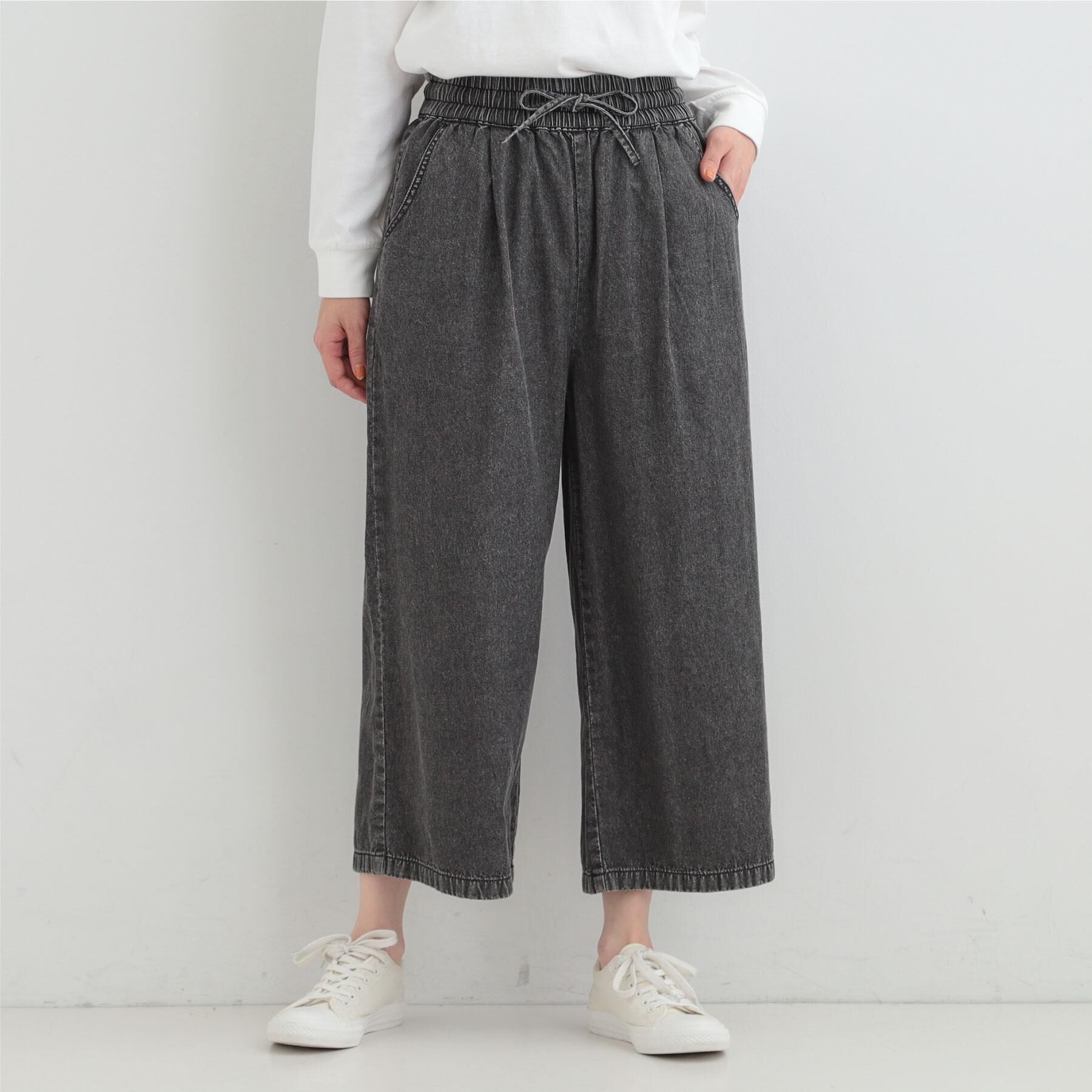 SHOO･LA･RUE「【ライトオンスデニム/着丈選べる】らくらくデニムイージーワイドパンツ」|デニム|