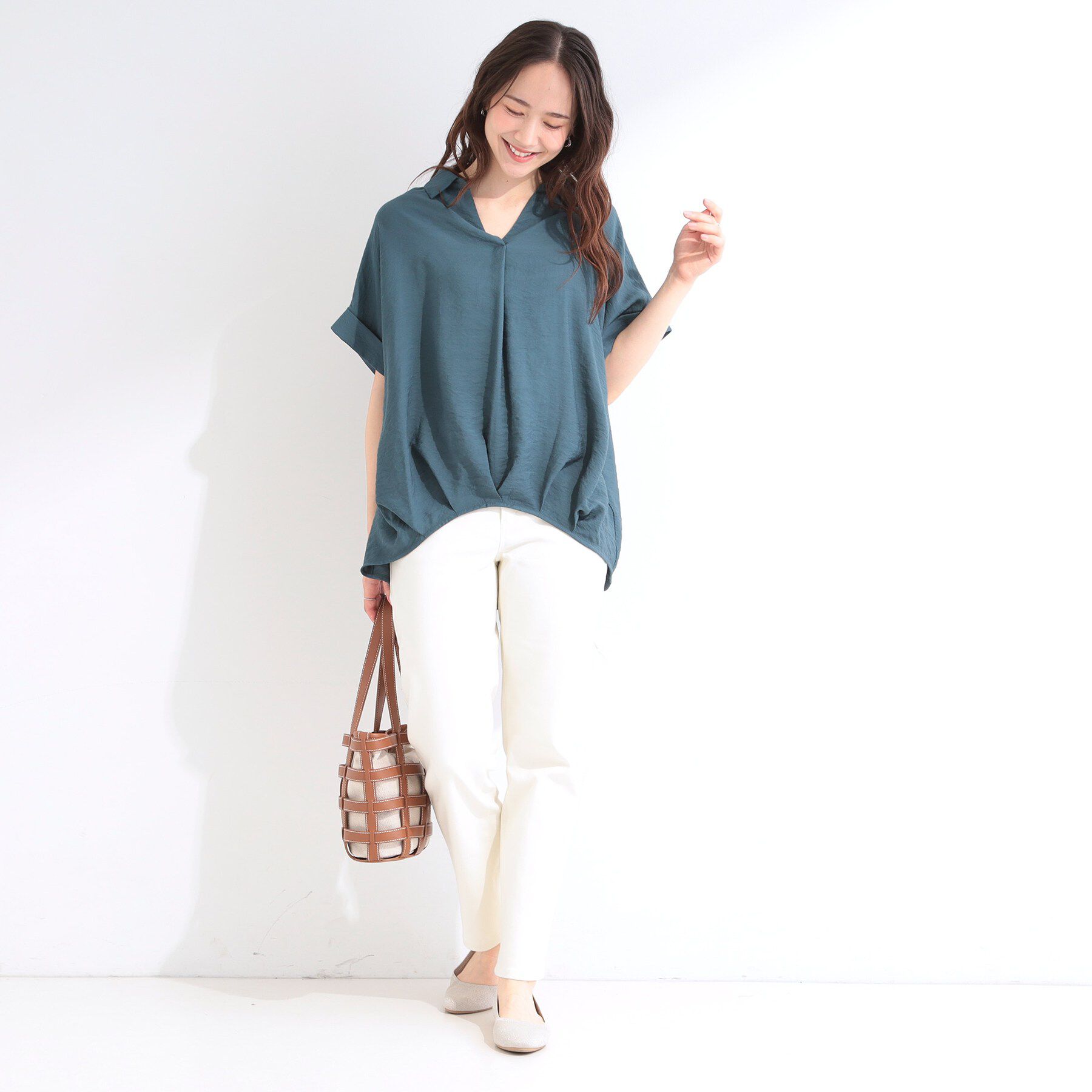 SHOO･LA･RUE「【ひんやり】裾タックスキッパーシャツ」|シャツ・ブラウス|