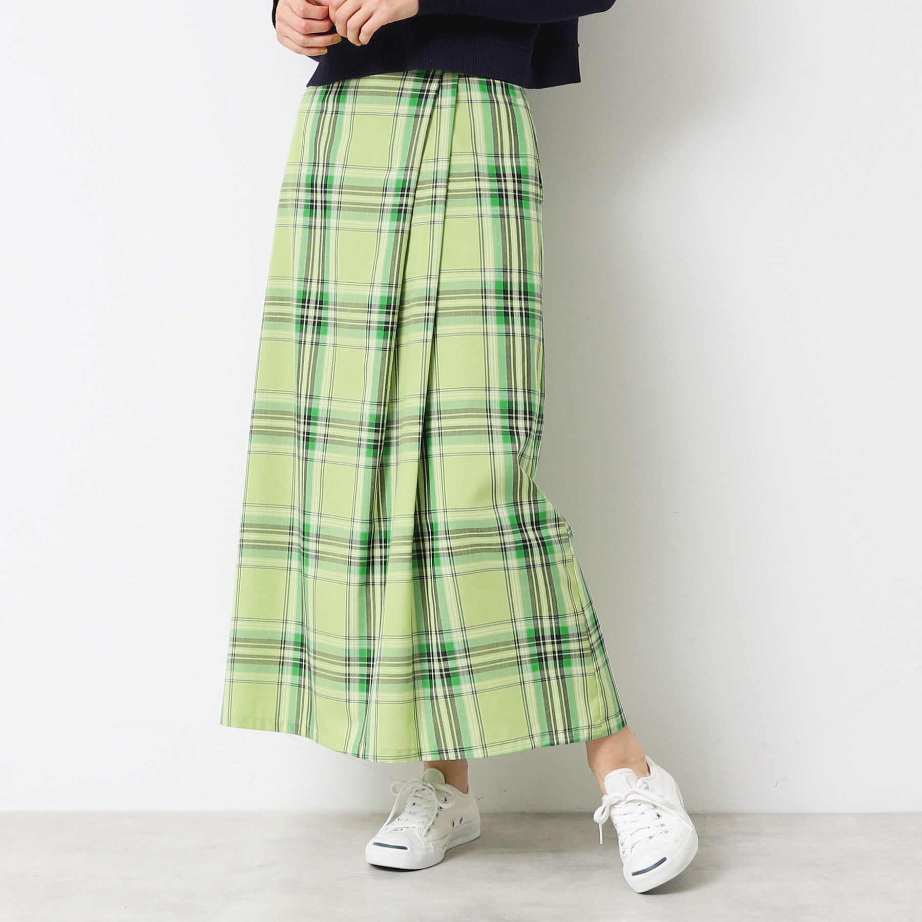 Dessin「【後ろゴム・洗える・4サイズ展開】映えチェック柄タック入りスカート（XS～L）」|スカート|