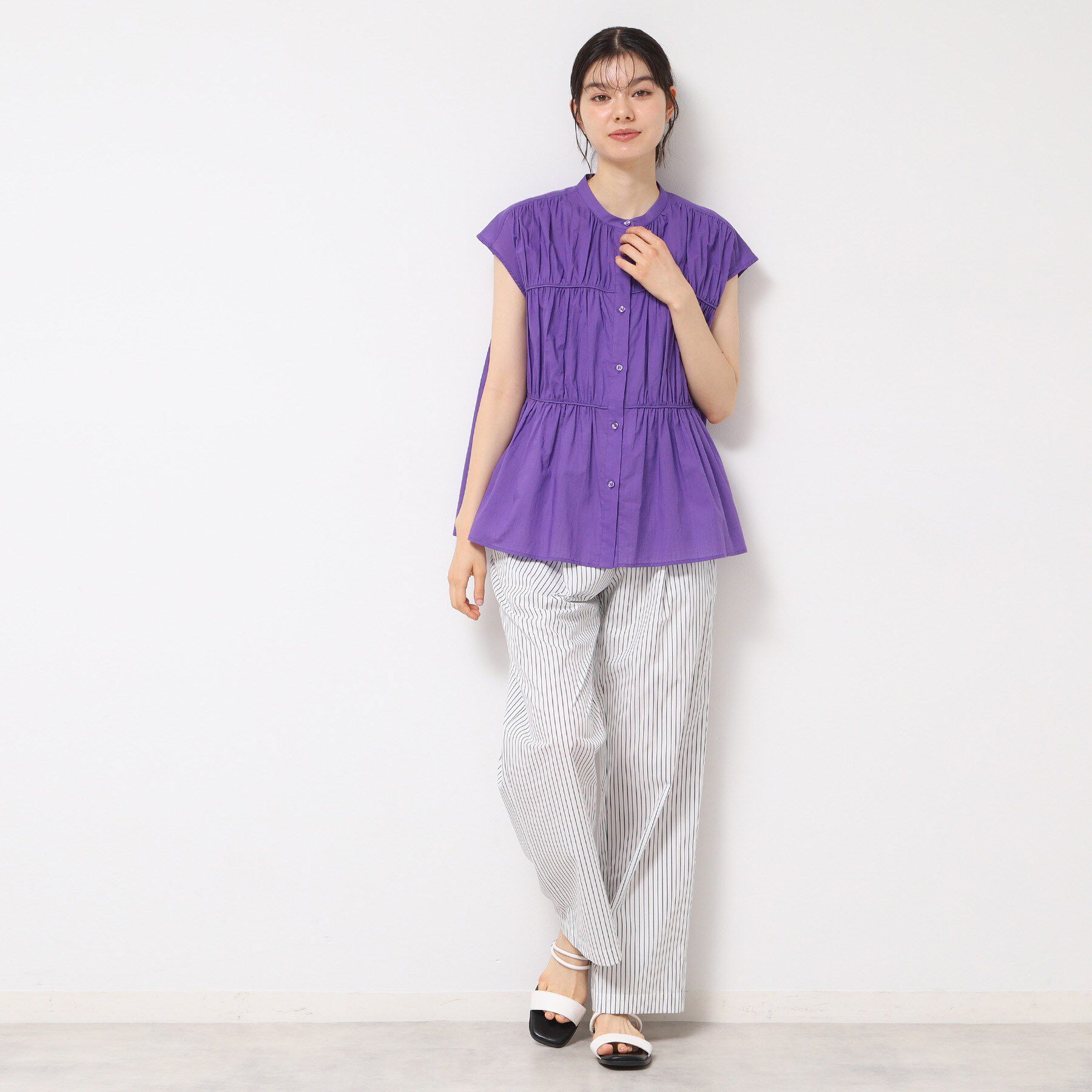 Dessin「【洗える】シャーリングペプラムブラウス」|シャツ・ブラウス|