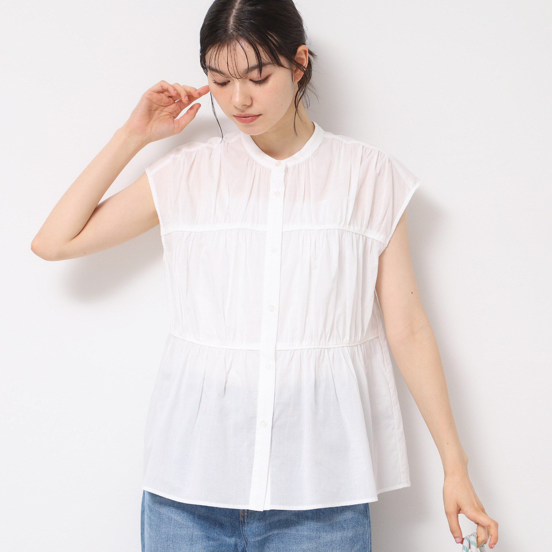 Dessin「【洗える】シャーリングペプラムブラウス」|シャツ・ブラウス|