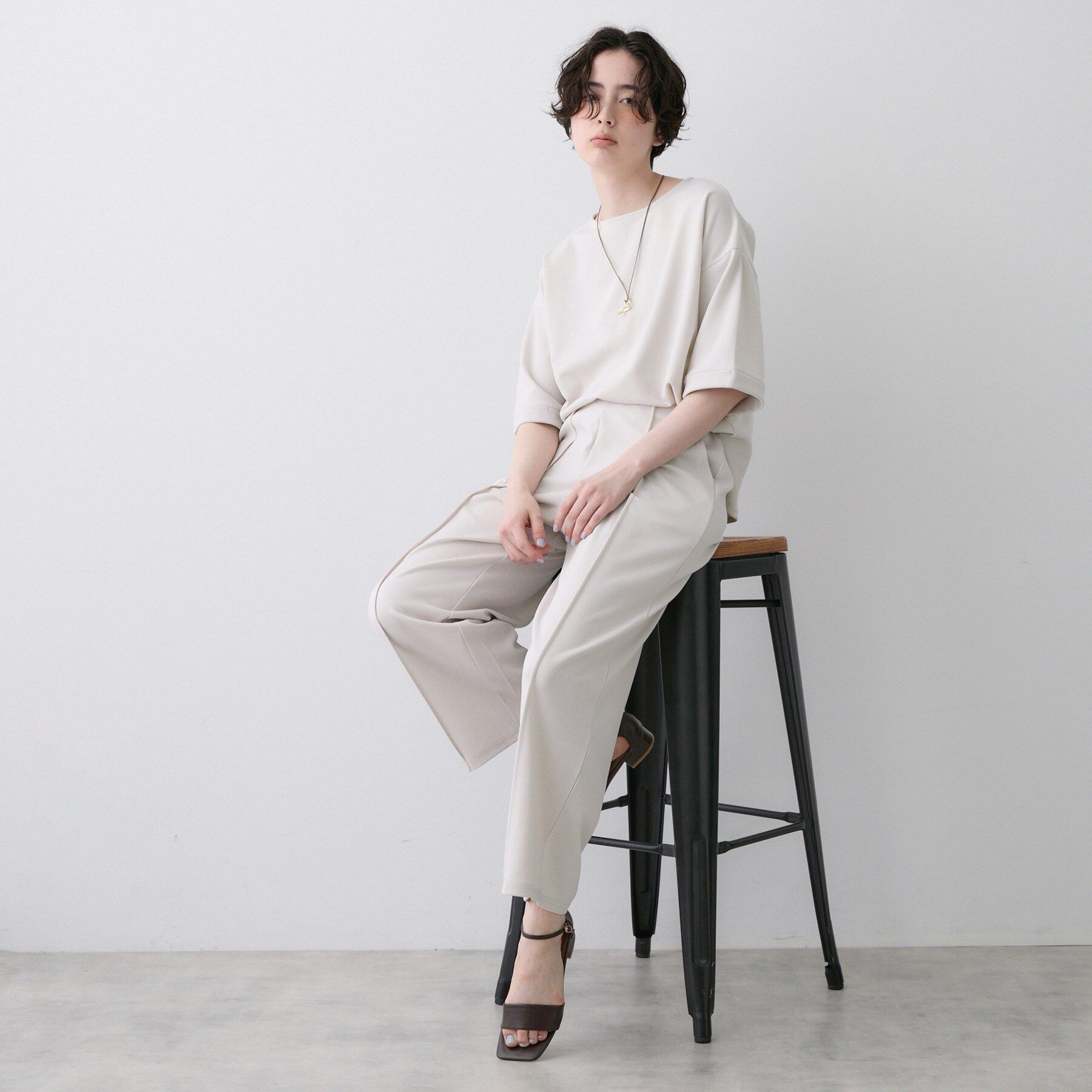 Dessin「【2点セット/洗える】ジョーゼットセットアップ」|スーツ|グレージュ(050)