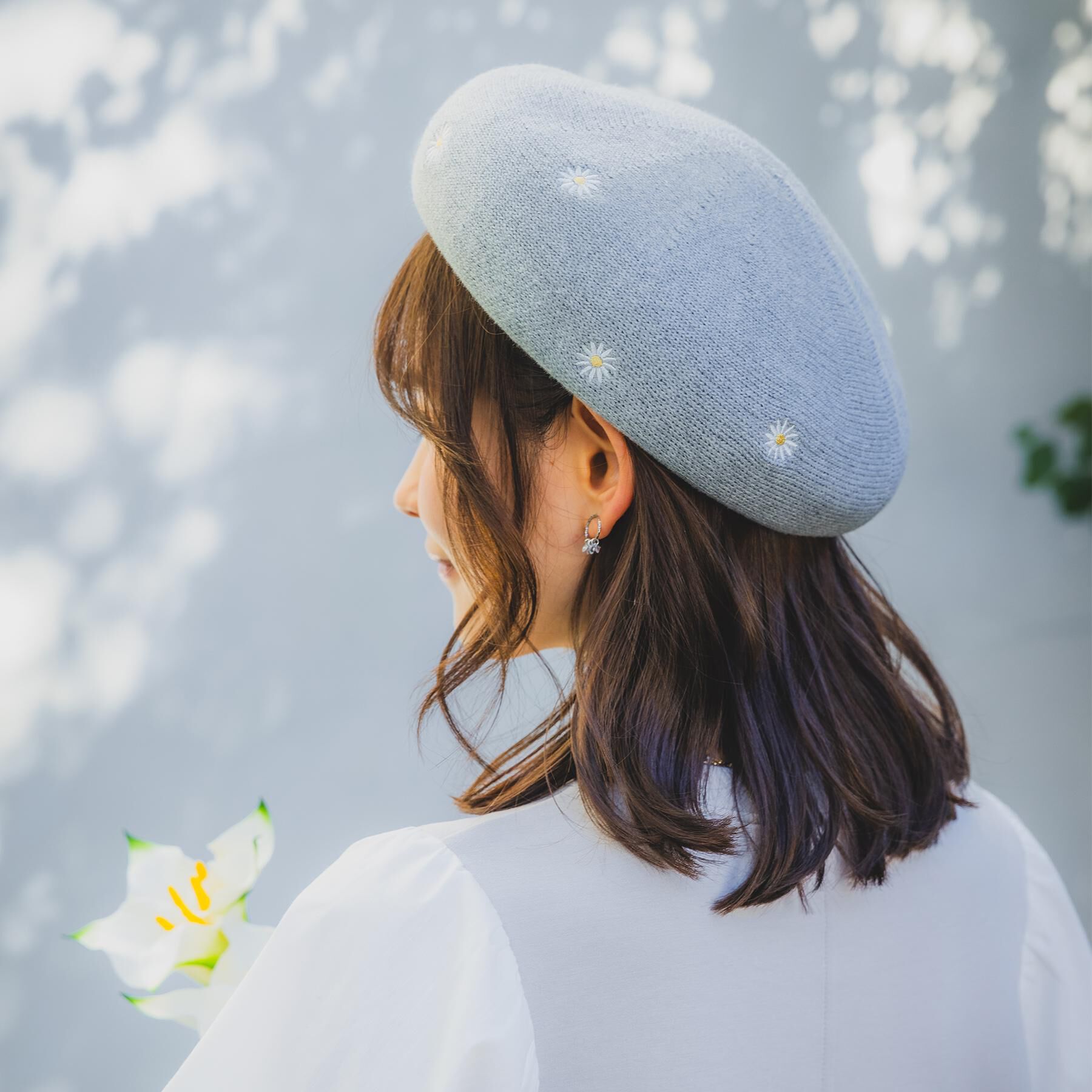 ITS&rsquo;DEMO「【手洗い可】フラワー刺繍サーモベレー帽」|ハンチング・ベレー帽|