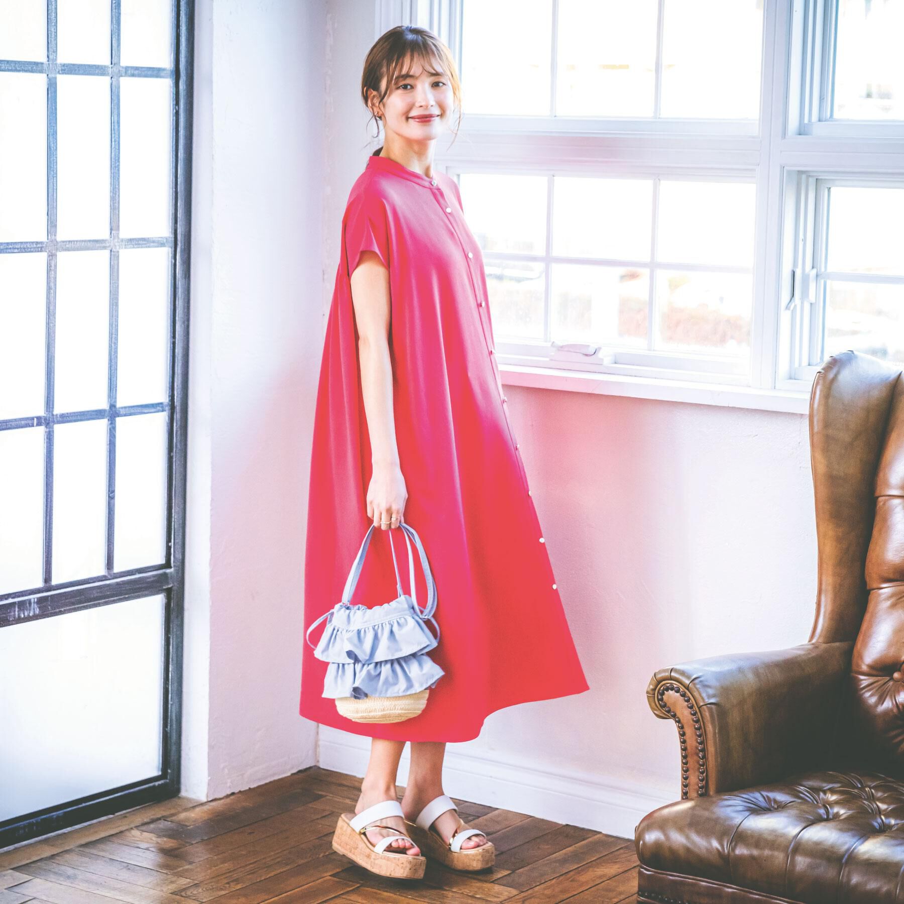 ITS&rsquo;DEMO「【UVケア／吸水速乾／洗濯機OK／冷感】麻調合繊前開きワンピース＜ラク服シリーズ＞」|ワンピース|