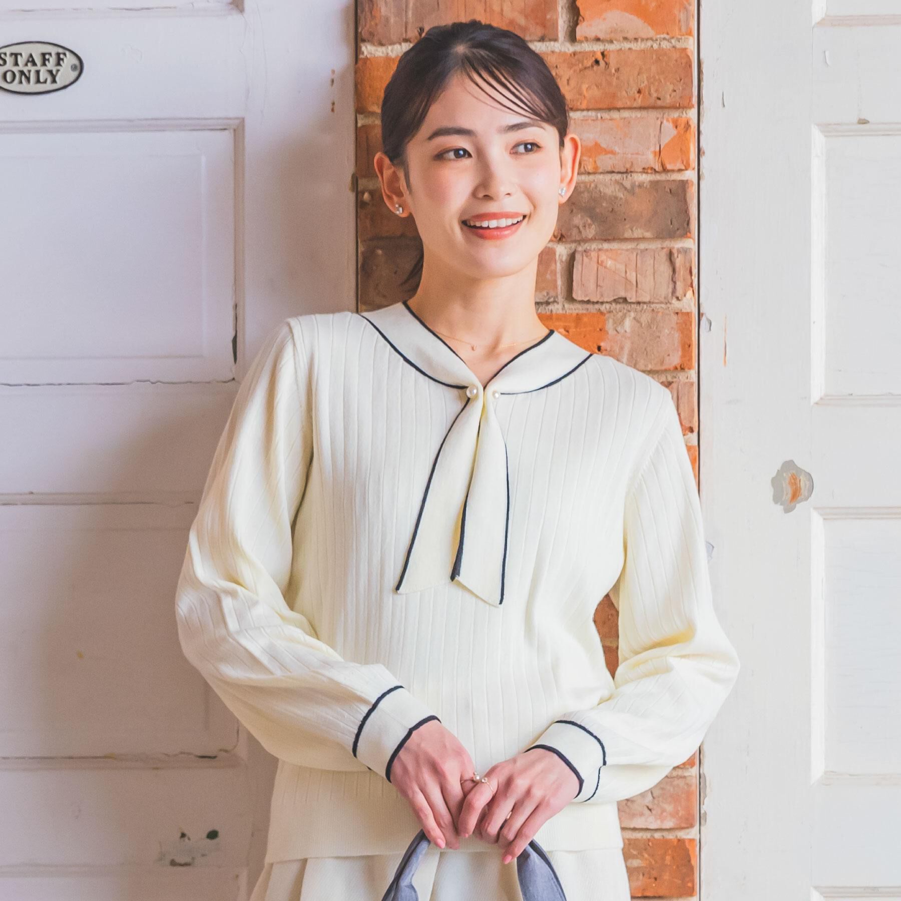 ITS&rsquo;DEMO「【手洗い可】配色ボウタイニット」|ニット・セーター|