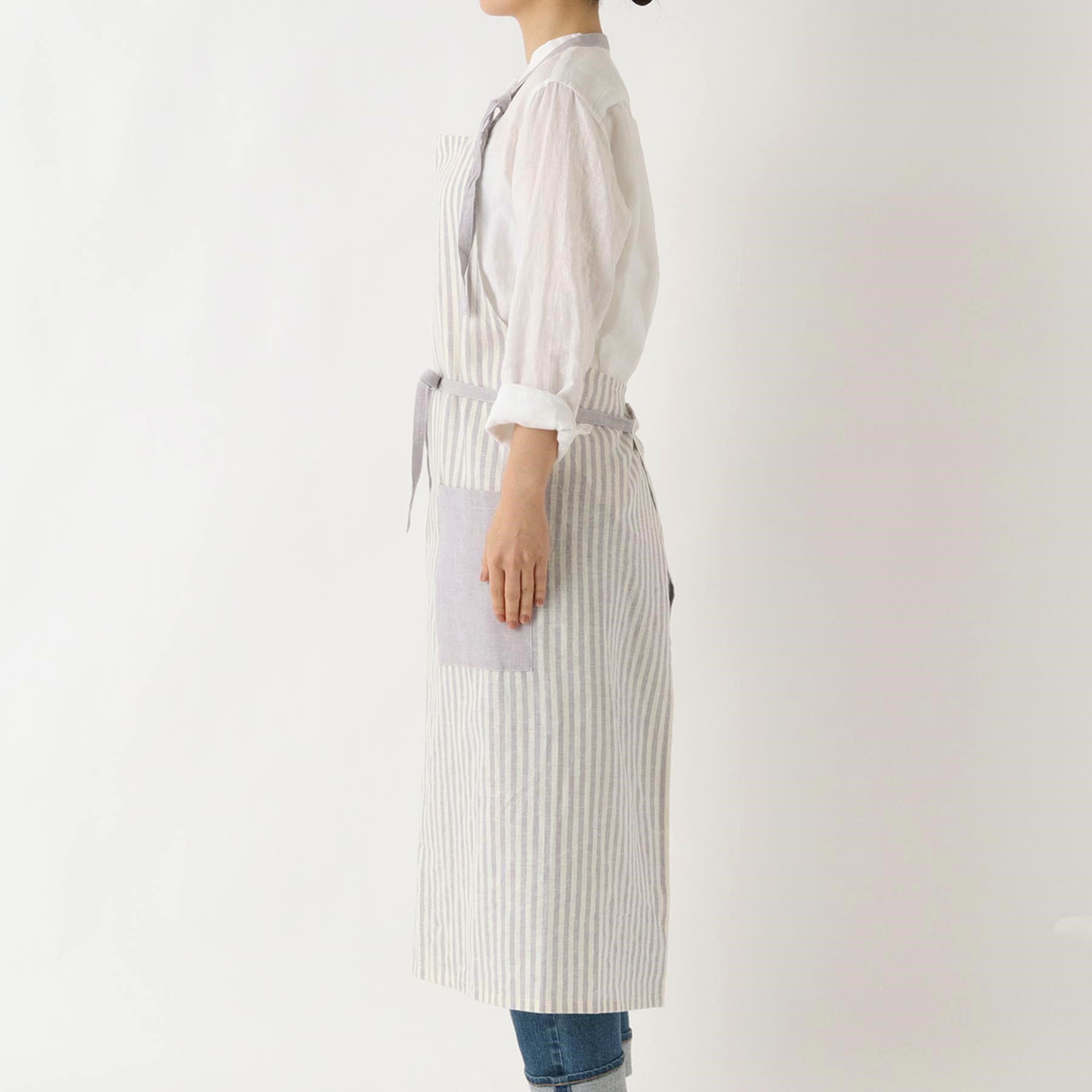 212 KITCHEN STORE「ブロックストライプ リネンコットン フルエプロン LPU ＜212Kオリジナル ＞」|食器・キッチングッズ|