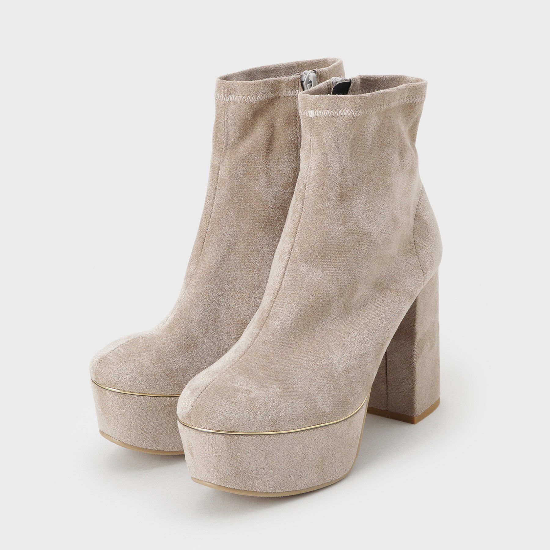 ESPERANZA「【ラク盛り／ショートブーツ】リピーター続出／脚長美脚 ゴールドライン厚底ショートブーツ」|ショートブーツ|