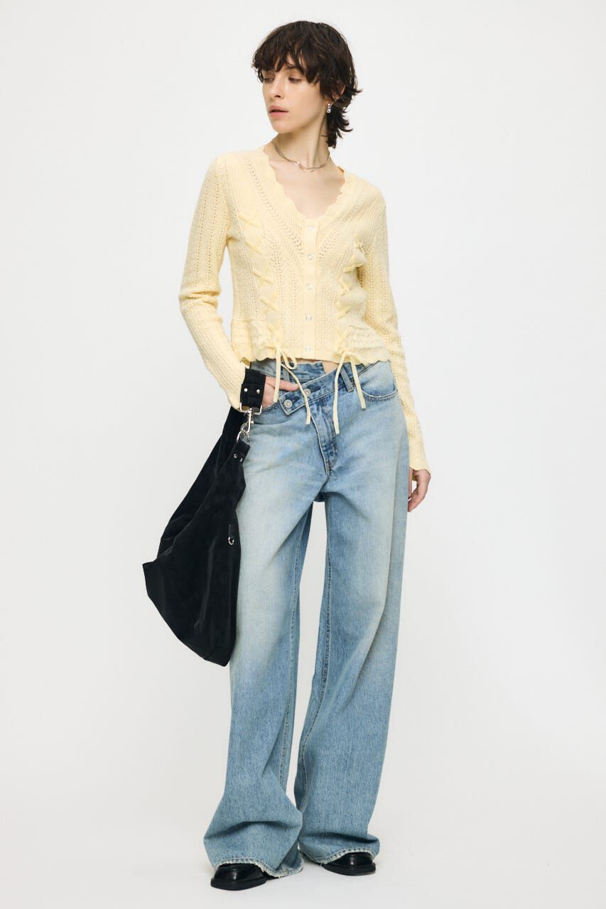 MOUSSY「LACE UP RIBBON カーディガン」|ニット・セーター|