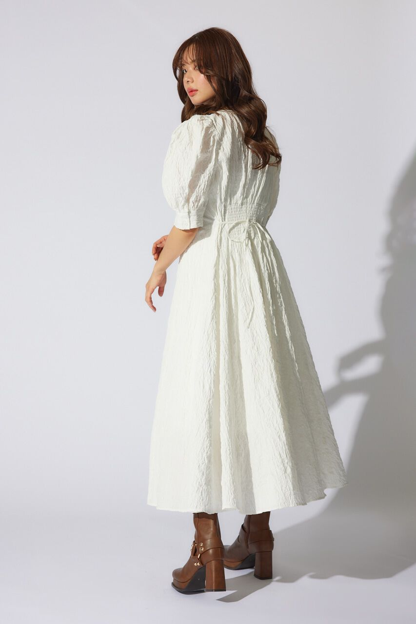 rienda「バストギャザーデザインジャガードフレアワンピース」|ワンピース|