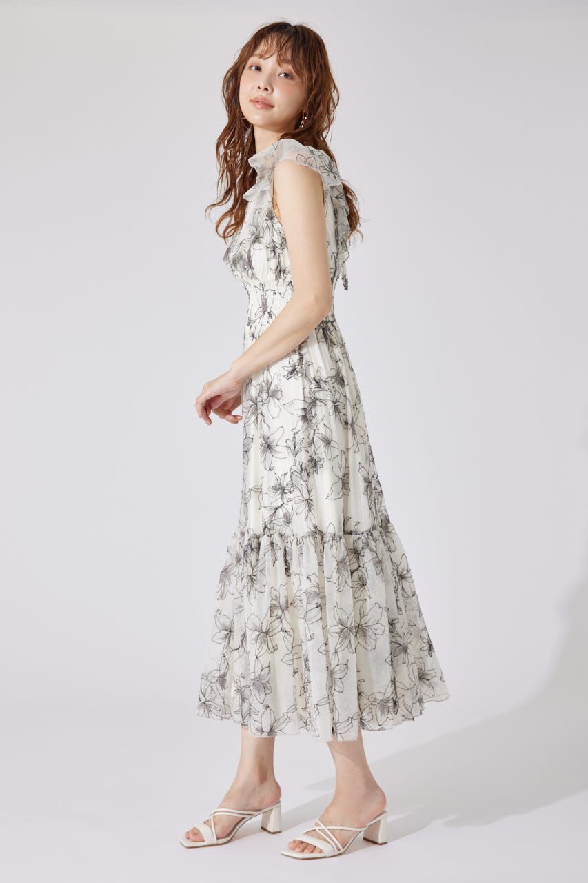 rienda「エンブロイダリーチュールフレアスリーブワンピース」|ワンピース|