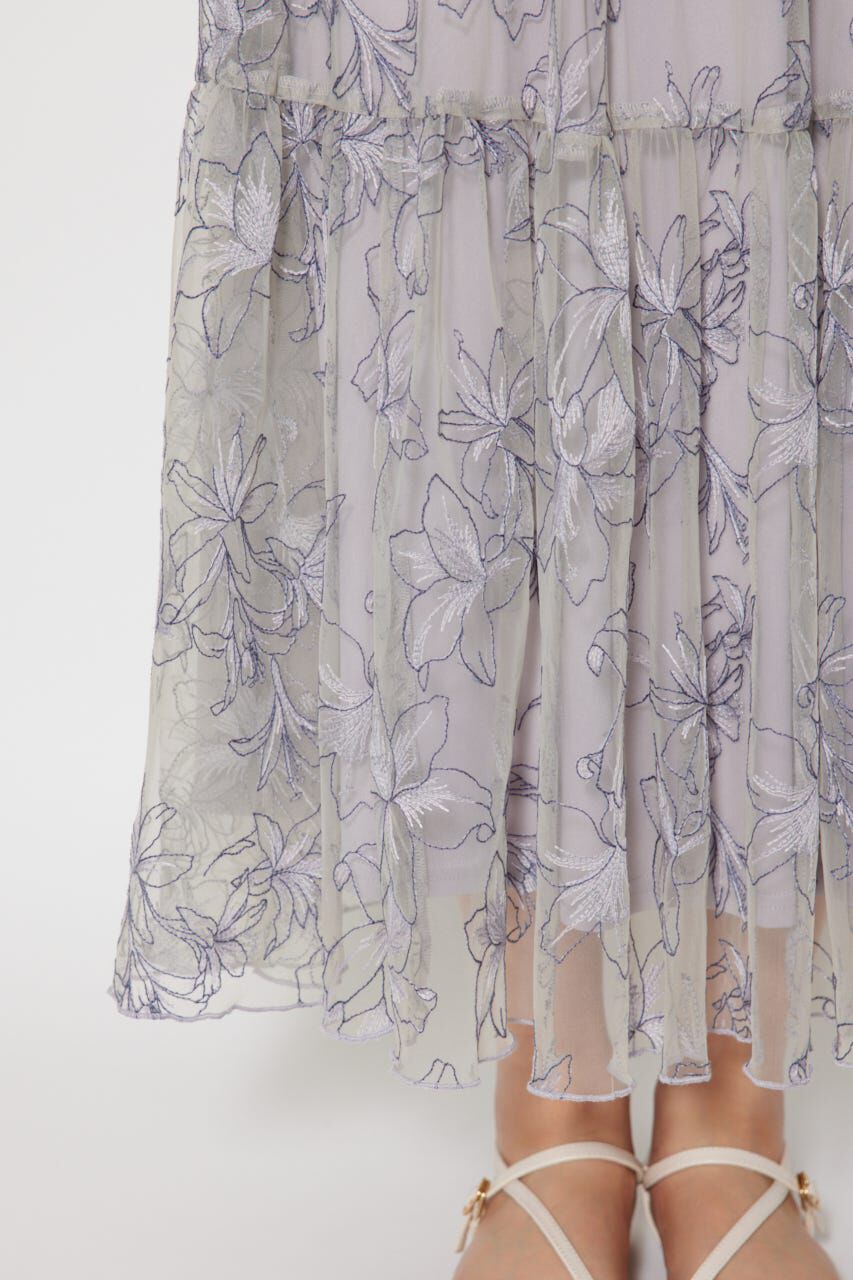 rienda「エンブロイダリーチュールフレアスリーブワンピース」|ワンピース|