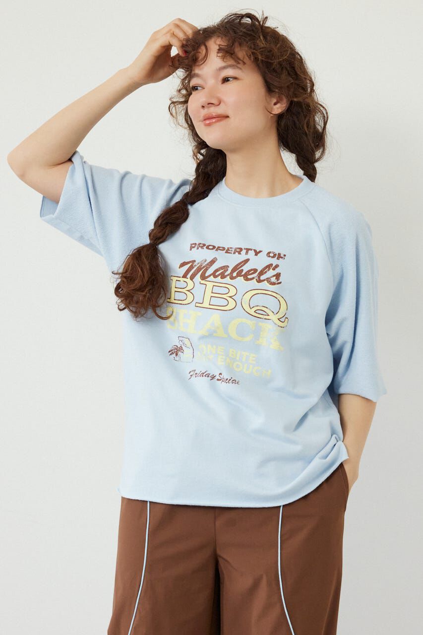 RODEO CROWNS「半袖リバーススウェットトップス」|Tシャツ・カットソー|L/BLU1