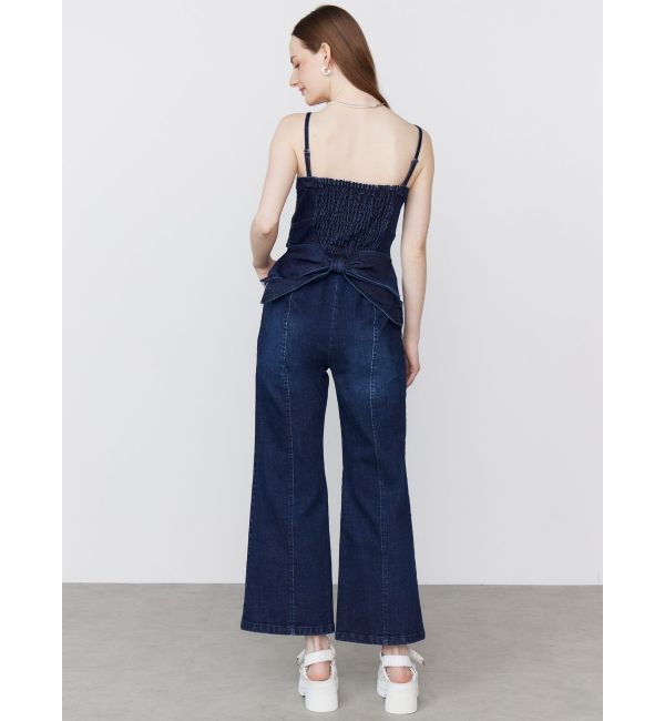 CALNAMUR「BACK RIBBON DENIM ALL IN ONE/バックリボンデニムオールインワン」|ワンピース|