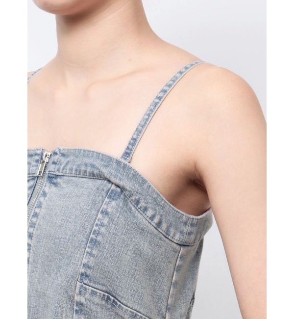 CALNAMUR「BACK RIBBON DENIM ALL IN ONE/バックリボンデニムオールインワン」|ワンピース|