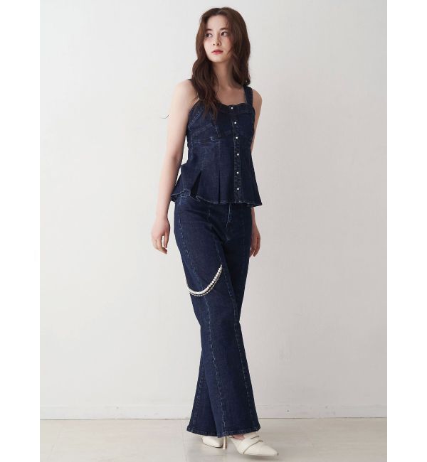 CALNAMUR「パールチェーンフレアデニム」|その他|