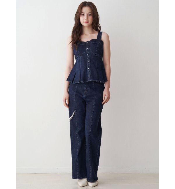 CALNAMUR「パールチェーンフレアデニム」|その他|