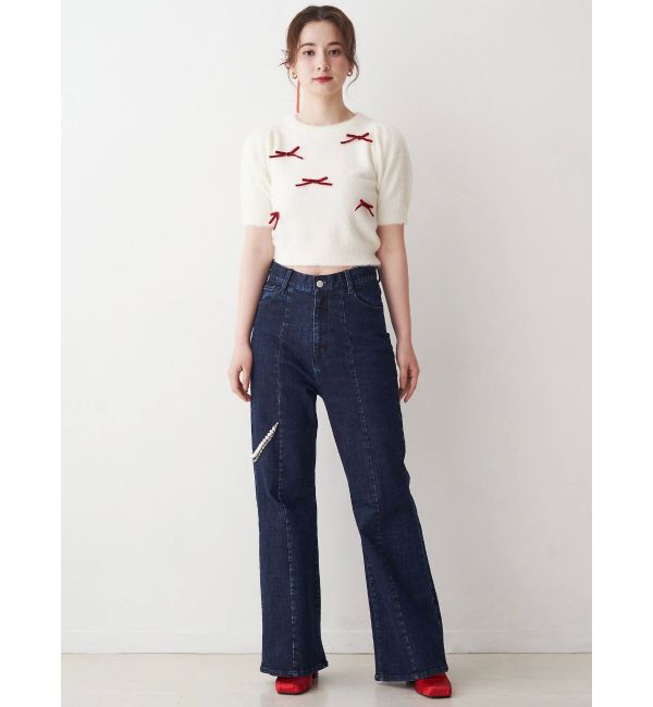 CALNAMUR「パールチェーンフレアデニム」|その他|