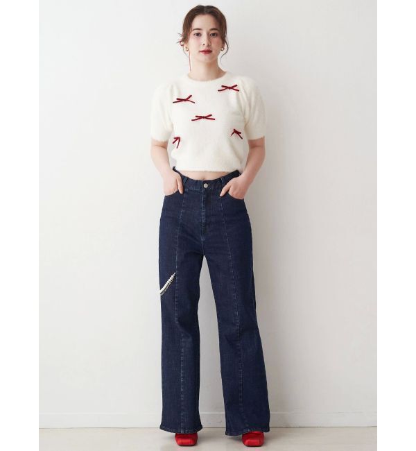 CALNAMUR「パールチェーンフレアデニム」|その他|