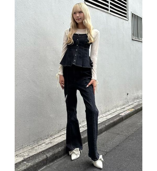 CALNAMUR「パールチェーンフレアデニム」|その他|