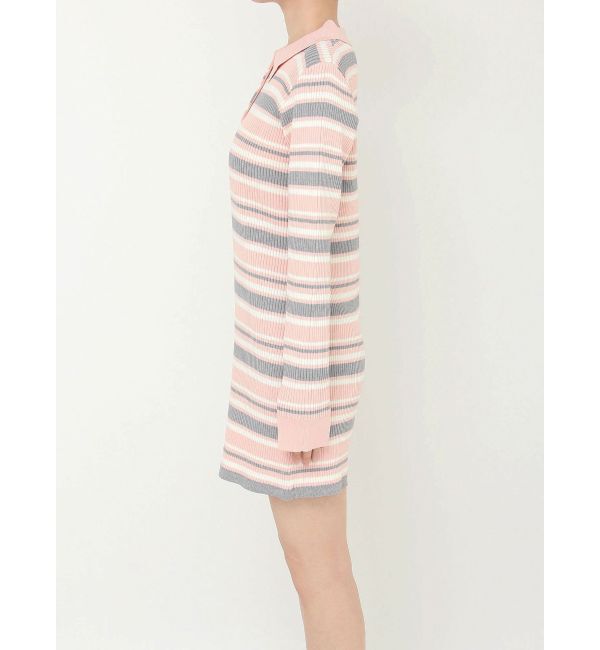 CALNAMUR「マルチボーダーポロニットワンピース」|ワンピース|