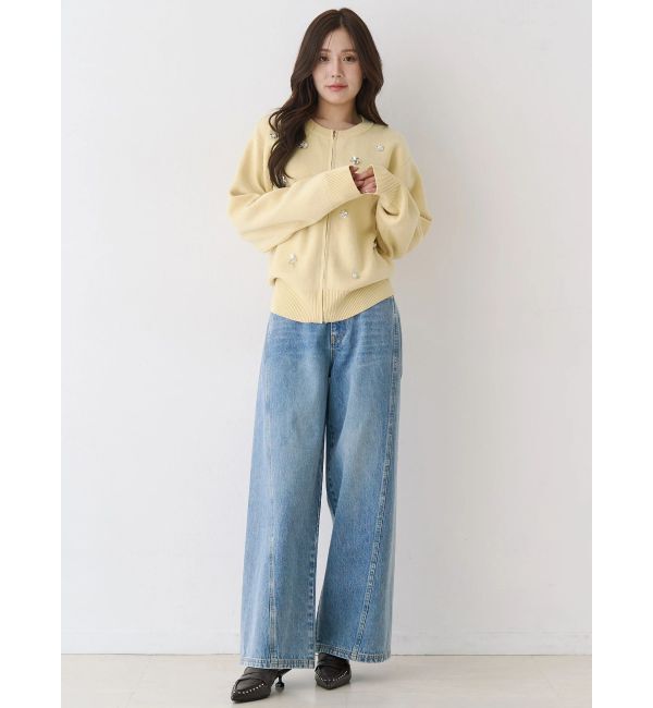 CALNAMUR「バックデザインワイドデニム」|デニム|