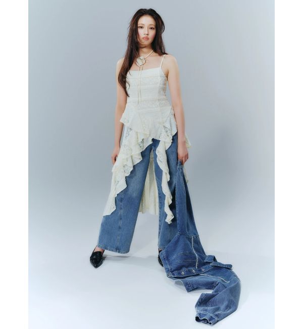 CALNAMUR「バックデザインワイドデニム」|デニム|