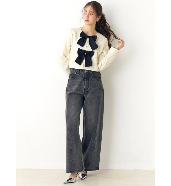 CALNAMUR「バックデザインワイドデニム」|デニム|