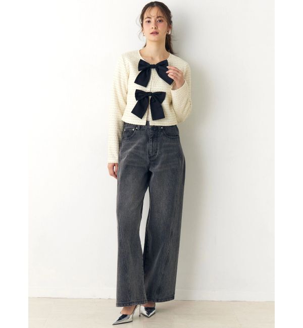 CALNAMUR「バックデザインワイドデニム」|デニム|