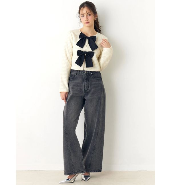 CALNAMUR「バックデザインワイドデニム」|デニム|