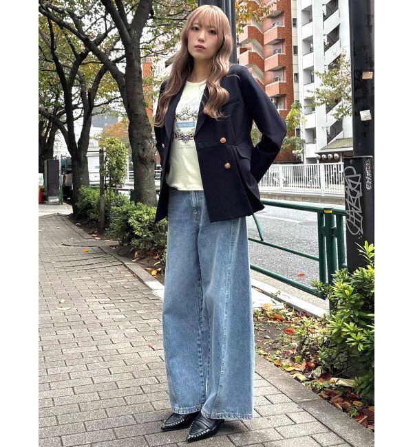 CALNAMUR「バックデザインワイドデニム」|デニム|