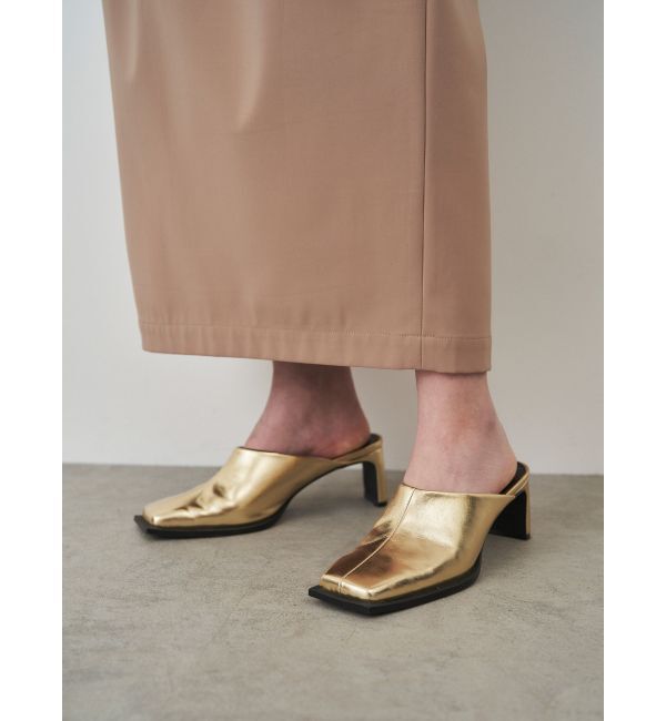 ELENDEEK「SQUARE SLIDER SHOES」|サンダル|ゴールド