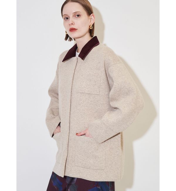 ELENDEEK「BICOLOR KNIT JK」|ブルゾン・スタジャン|ベージュ