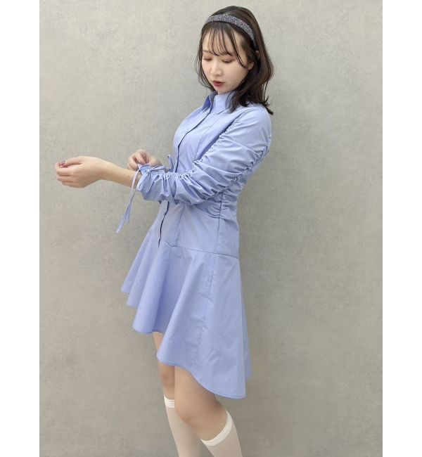 dazzlin「ギャザースリーブイレヘムシャツワンピース」|ワンピース|