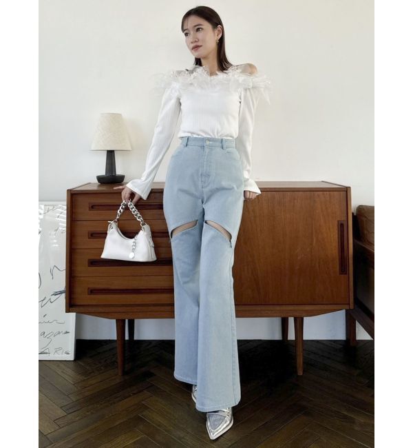 dazzlin「スリットフレアデニムパンツ」|デニム|