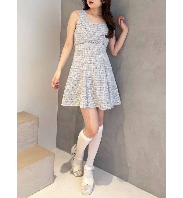 MERCURYDUO「カットアウトツイードミニマーメイドワンピース」|ワンピース|