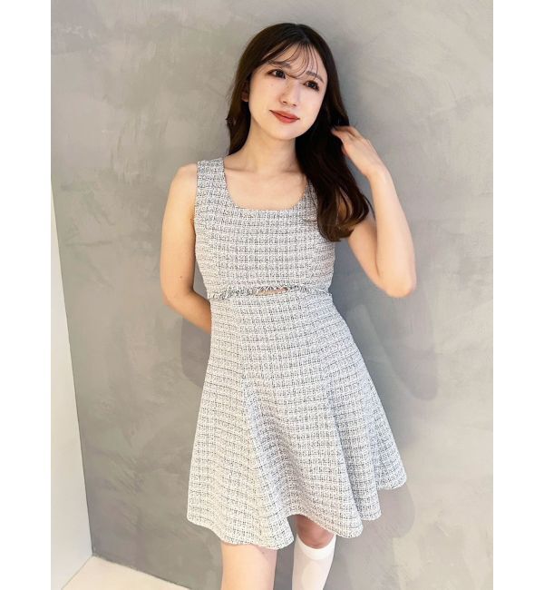 MERCURYDUO「カットアウトツイードミニマーメイドワンピース」|ワンピース|