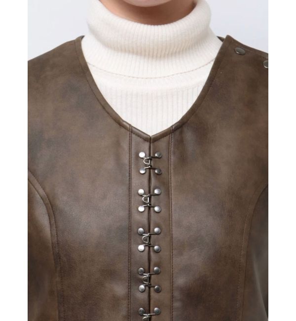 MURUA「フェイクレザーホックミニワンピース」|ワンピース|