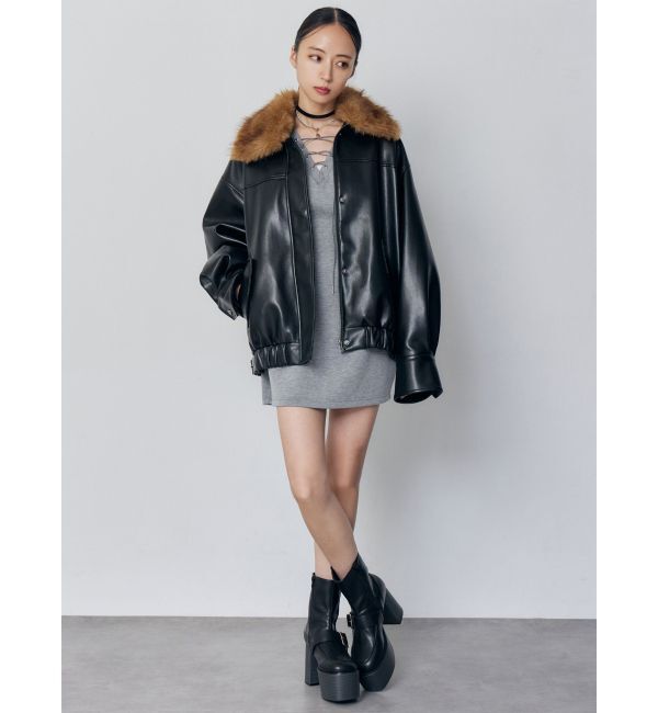 MURUA「デザインレースアップミニワンピース」|ワンピース|