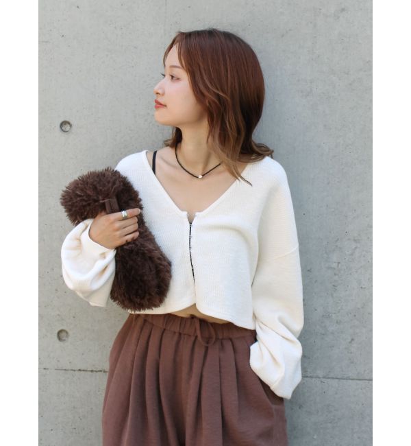 Ungrid「ハニカムショートカーディガン」|カーディガン|アイボリー
