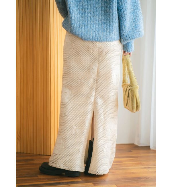 Ungrid「透かし編みスパンコールレイヤードスカート」|スカート|