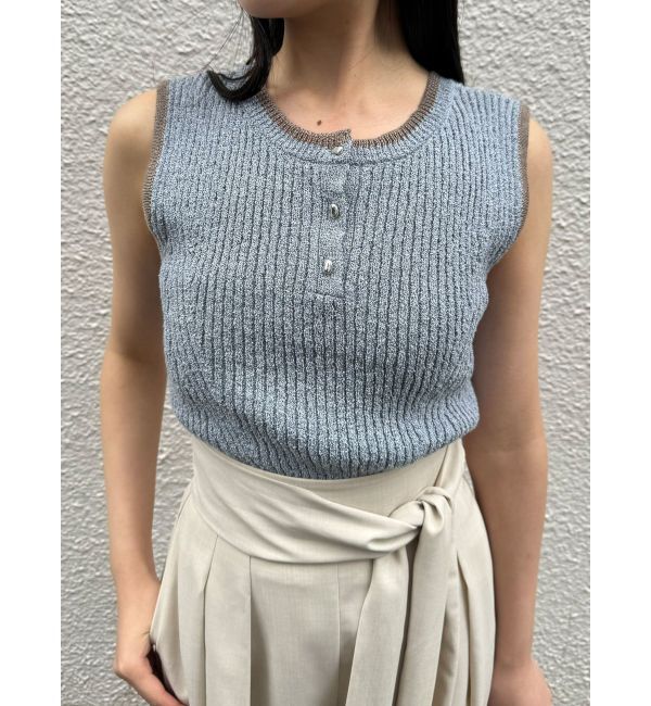 LAGUNAMOON「【追加生産】ミニマルメランジニットプルオーバー」|ニット・セーター|アイスブルー