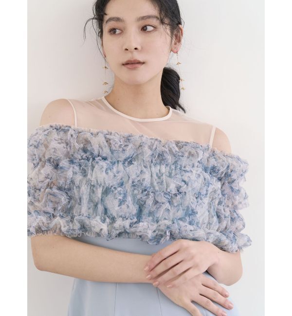 LAGUNAMOON「LADYチュールオフショルパンツドレス」|ドレス|アイスブルー