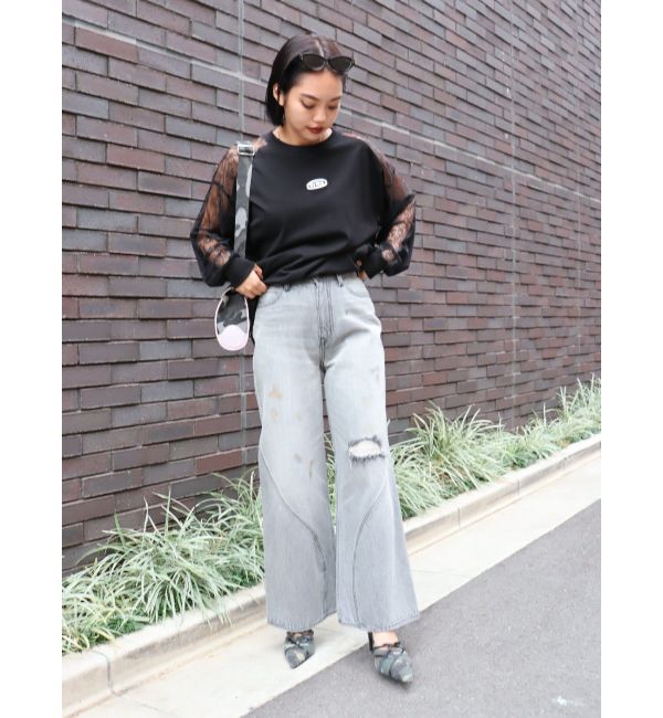 EVRIS「グランジルーズワイドデニムパンツ」|デニム|