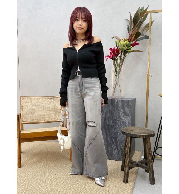 EVRIS「グランジルーズワイドデニムパンツ」|デニム|