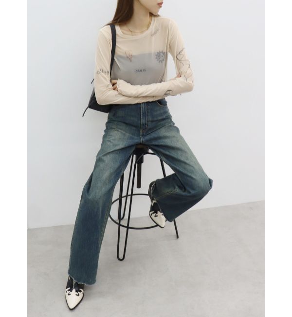 EVRIS「シンプルワイドデニムパンツ」|デニム|