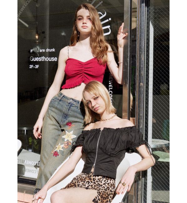 EVRIS「Embroideryフレアデニムパンツ」|デニム|