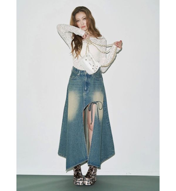 EVRIS「グラデーションスリットロングデニムスカート【セットアップ着用可能】」|スカート|