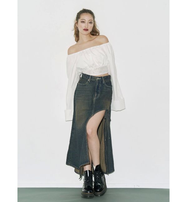 EVRIS「グラデーションスリットロングデニムスカート【セットアップ着用可能】」|スカート|