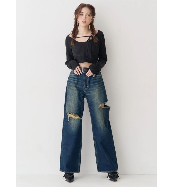 EVRIS「ストラップデザインリブニットトップス」|ニット・セーター|