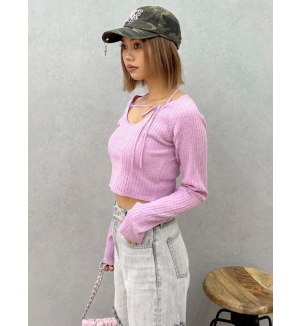 EVRIS「ストラップデザインリブニットトップス」|ニット・セーター|